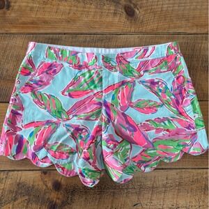 Lilly Pulitzer Womens Buttercup Short Pink Green Floral Tropical Shorts Size 12